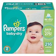 Pampers Baby Dry Diapers, Size 2, 216 ct.