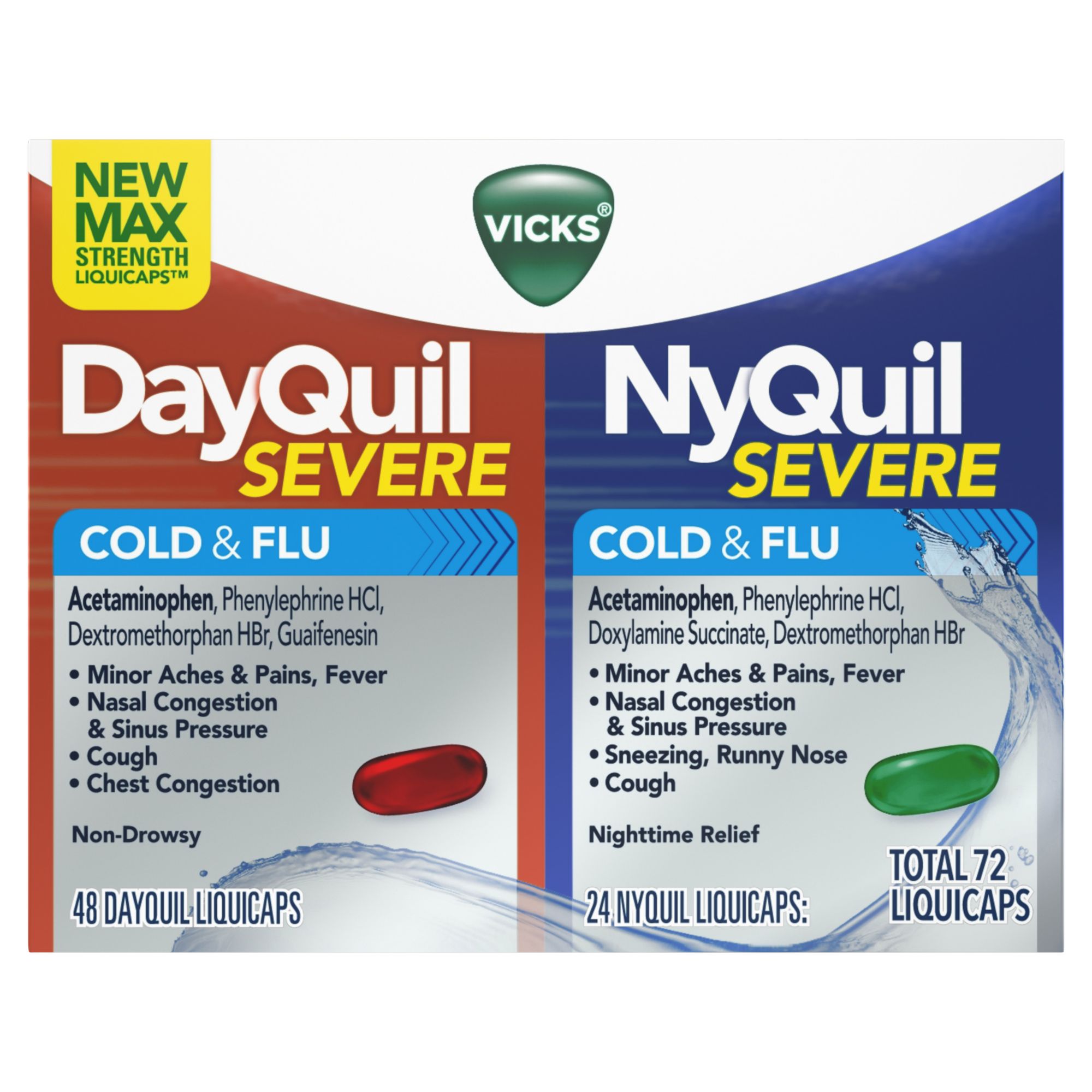 Vicks DayQuil/NyQuil Severe Cold & Flu Relief LiquiCaps Combo Pack, 72 ct.