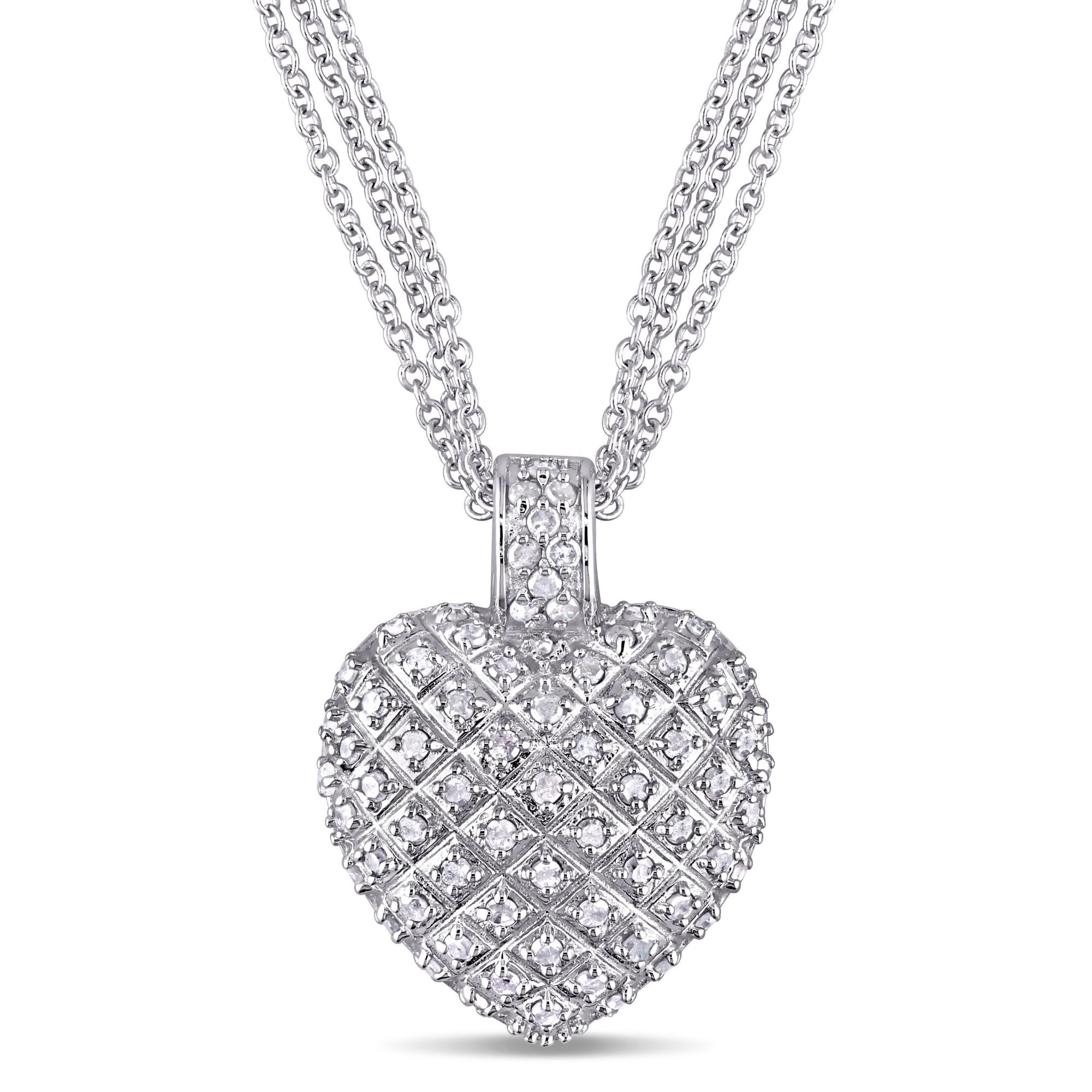 .98 ct. t.w. Diamond Heart Pendant in Sterling Silver