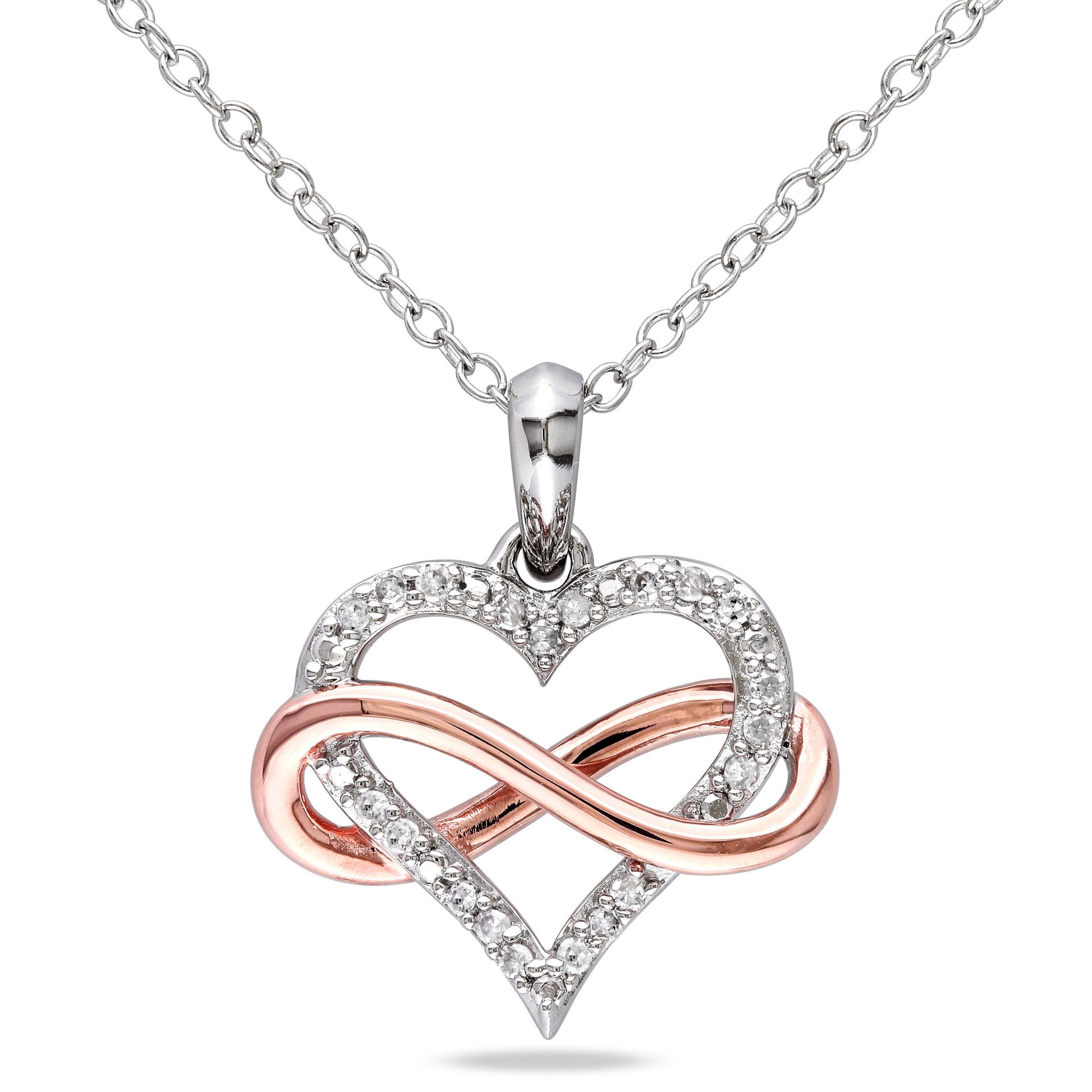 .10 ct. t.w. Diamond Heart Pendant in Pink and White Sterling Silver