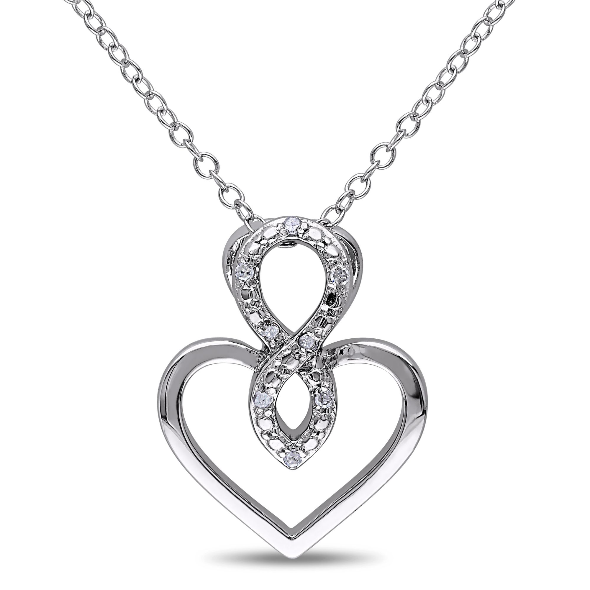 Diamond Accent Infinity Heart Pendant in Sterling Silver