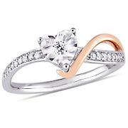 .10 ct. t.w. Diamond Heart-Shaped Engagement Ring in 10k White and Rose Gold, Size 5
