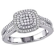 .50 ct. t.w. Diamond Halo Ring in Sterling Silver, Size 7