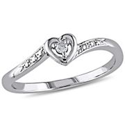 Heart Ring in Sterling Silver with Diamond Accent, Size 8
