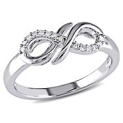 Infinity Ring in Sterling Silver with Diamond Accents, Size 6