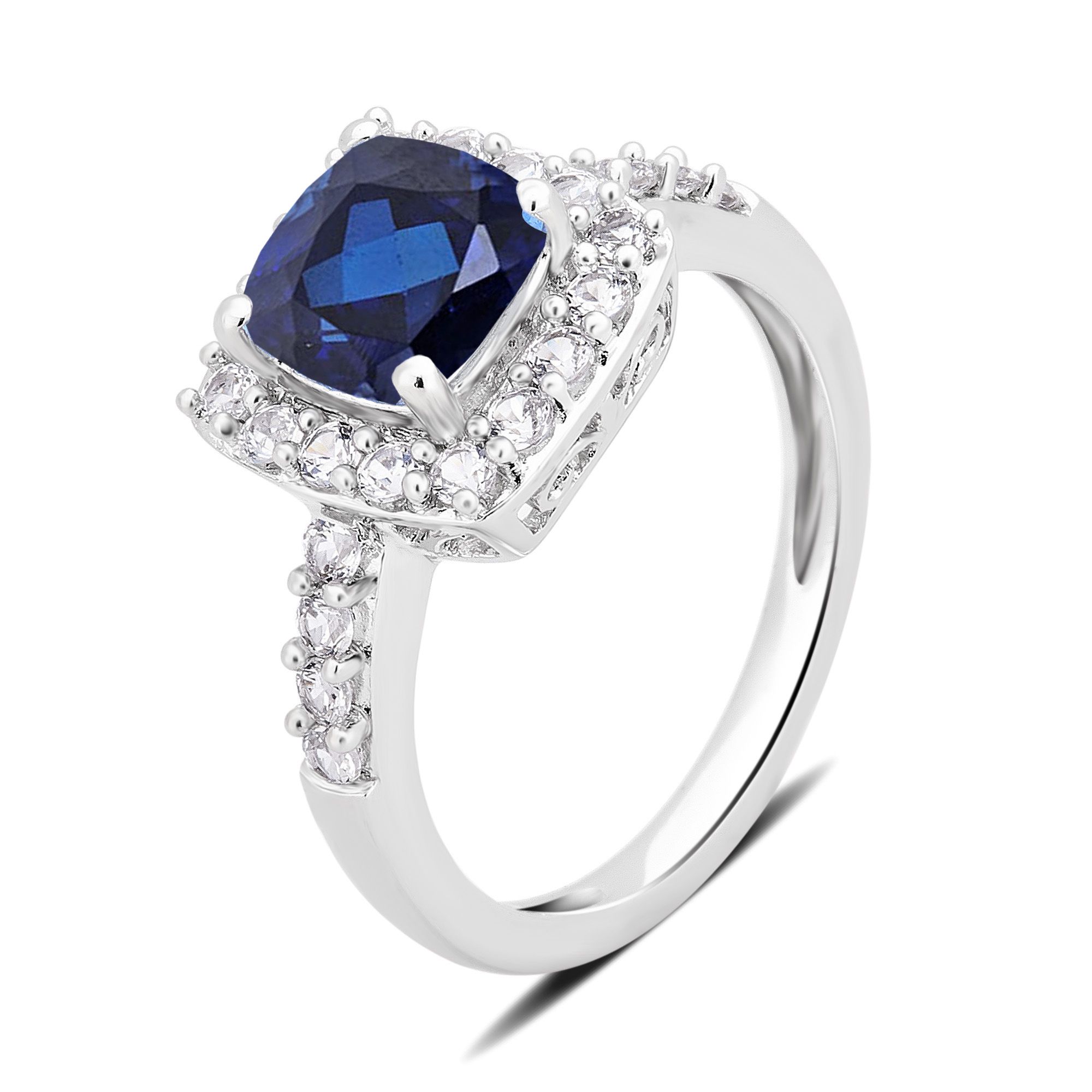 1.50 ct. t.w. Blue Diamond and White Sapphire Ring in Sterling Silver