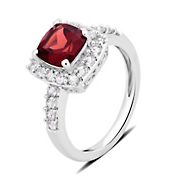 1.50 ct. t.w. Garnet and Created White Sapphire Ring in Sterling Silver
