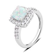 1.50 ct. t.w. Opal and Created White Sapphire Ring in Sterling Silver