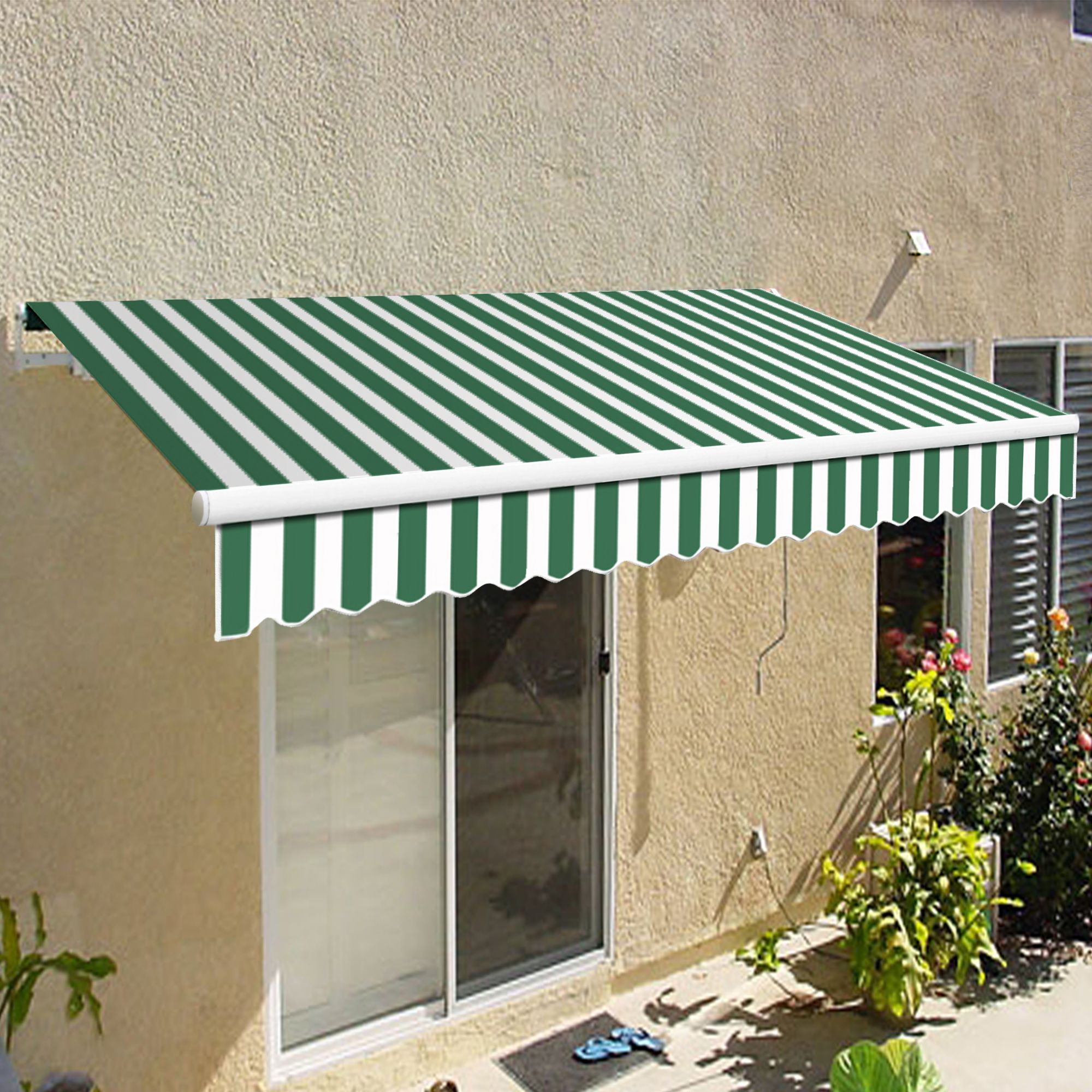 Awntech California 10' Beauty-Mark Manual Patio Awning with 96&quot; Projection - Green