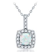 1.00 Gemstone and Created White Sapphire Accents Pendant in Sterling Silver
