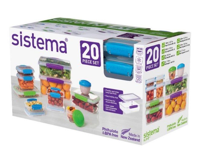 Sistema Klip It 2L Plastic Food Storage Containers, Set of 2