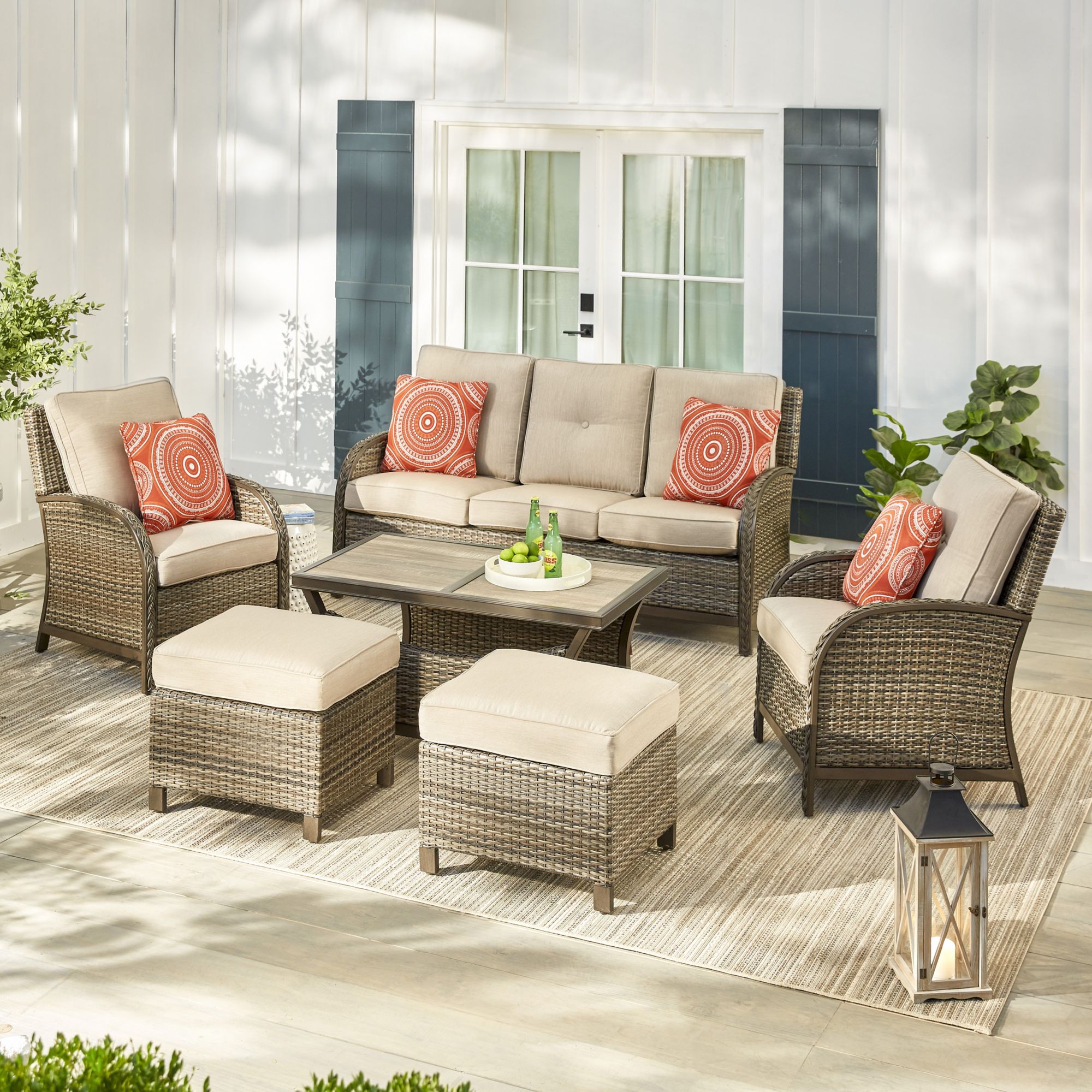 Berkley Jensen Casco Bay 6 Piece Wicker Deep Seating Sofa Set