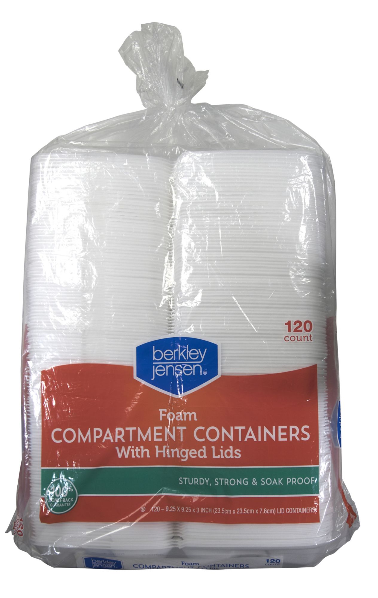 Berkley Jensen Hinged Foam Compartment Containers, 120 ct.