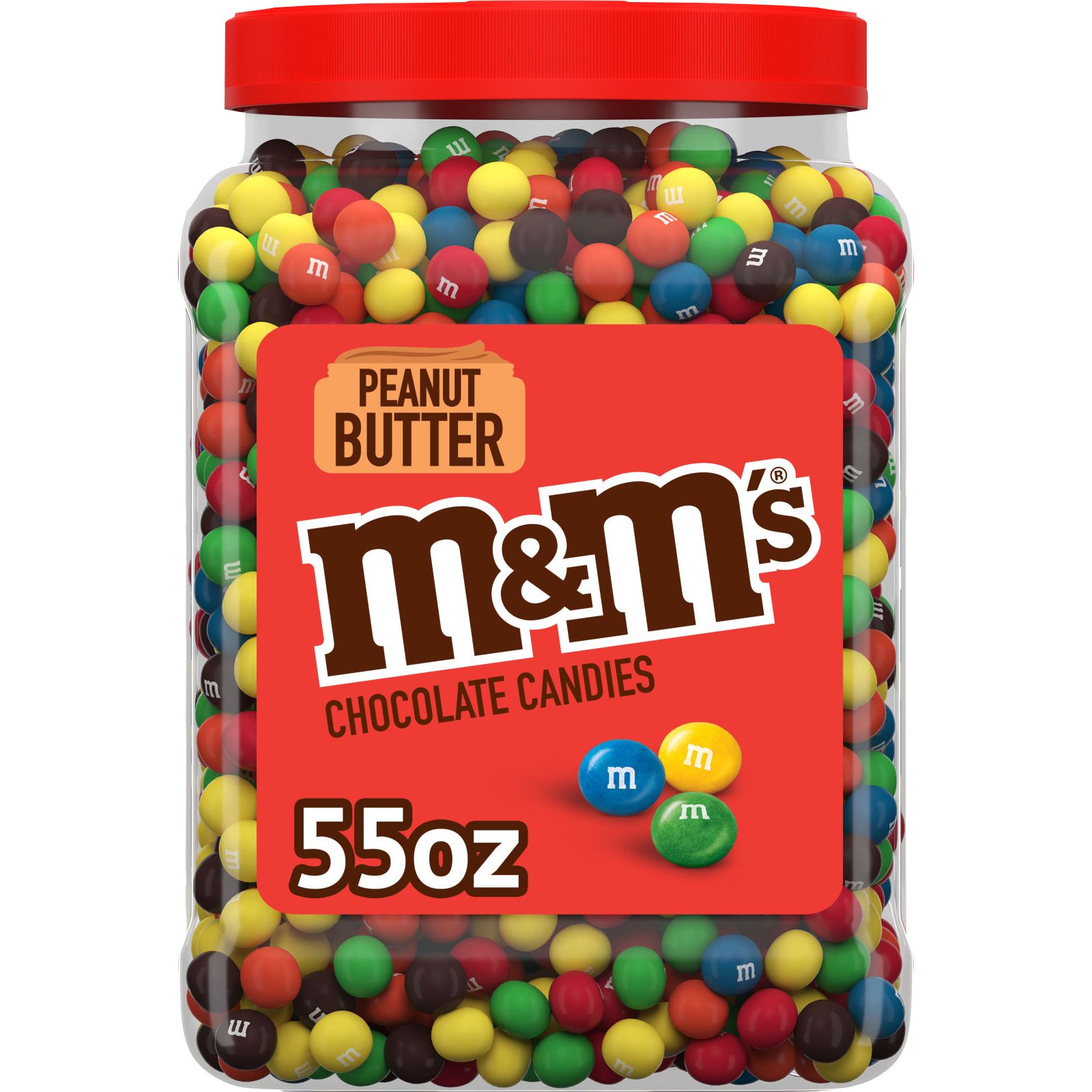 M&M's Chocolate Candy Bulk Jar, Peanut Butter Milk Chocolate Candy, 55 oz.