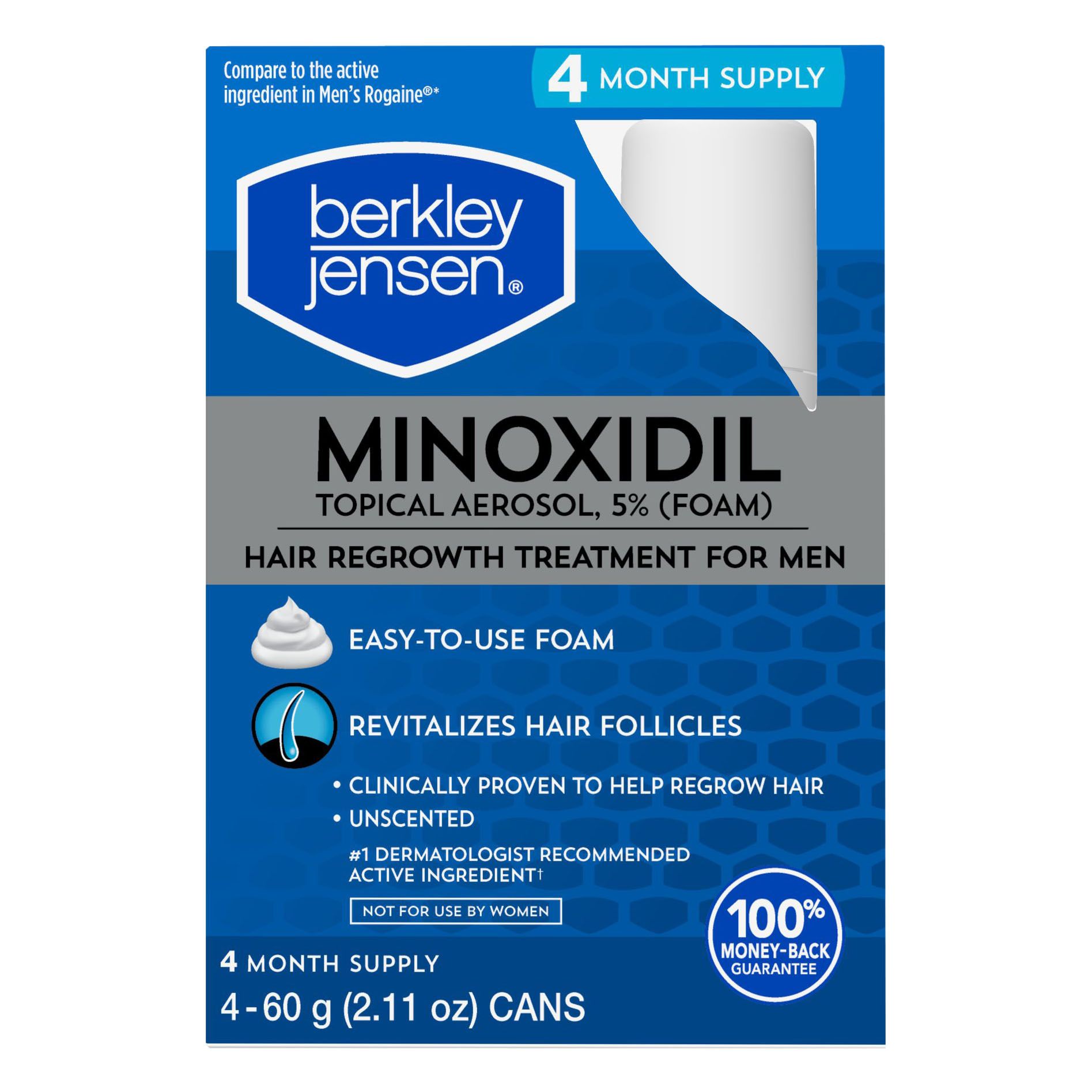 Berkley Jensen Minoxidil Foam Topical Aerosol Hair Regrowth Treatment for Men, 4 pk.