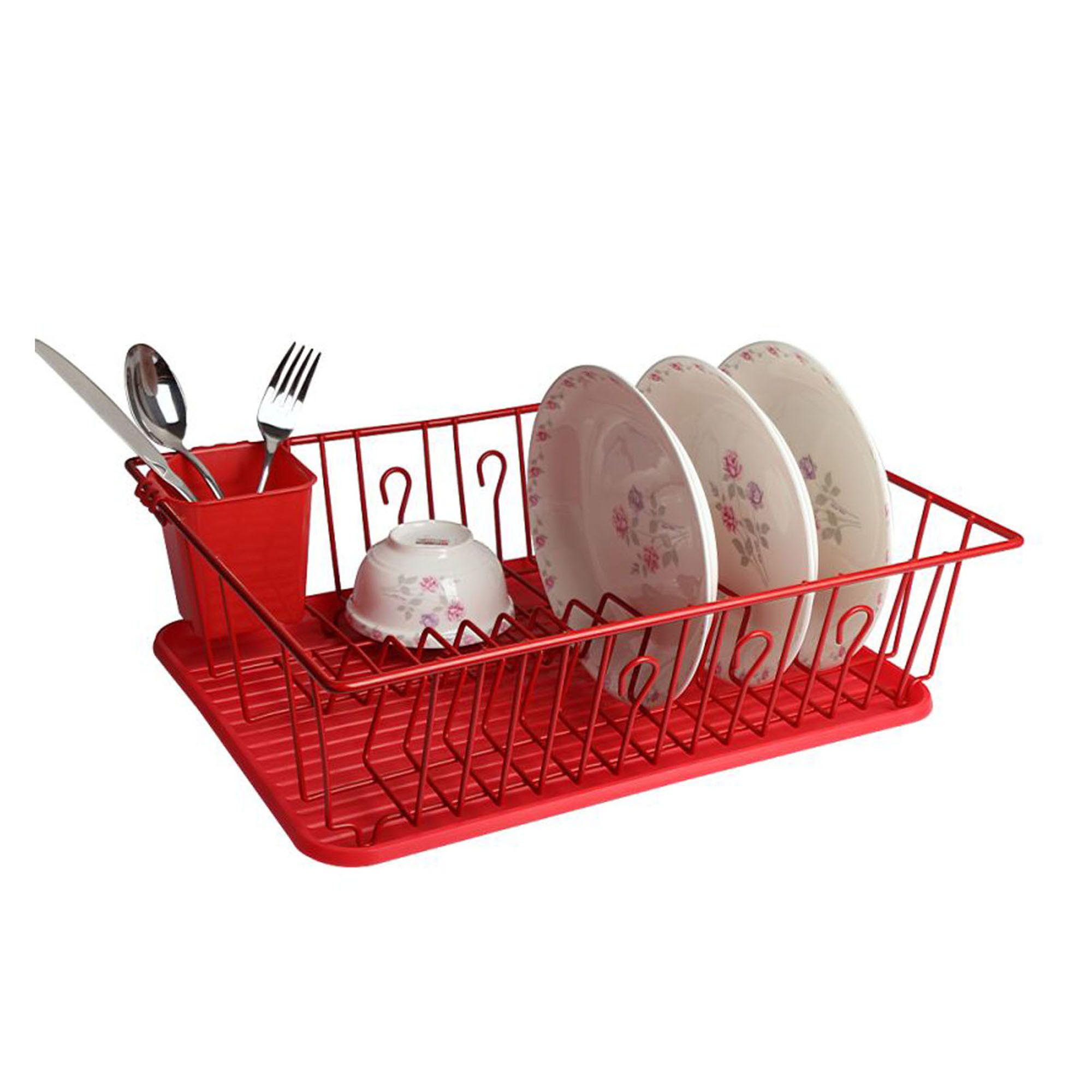 Vintage Red Dish Rack, Retro Red Storage Shelf, Dish Rack, Wire