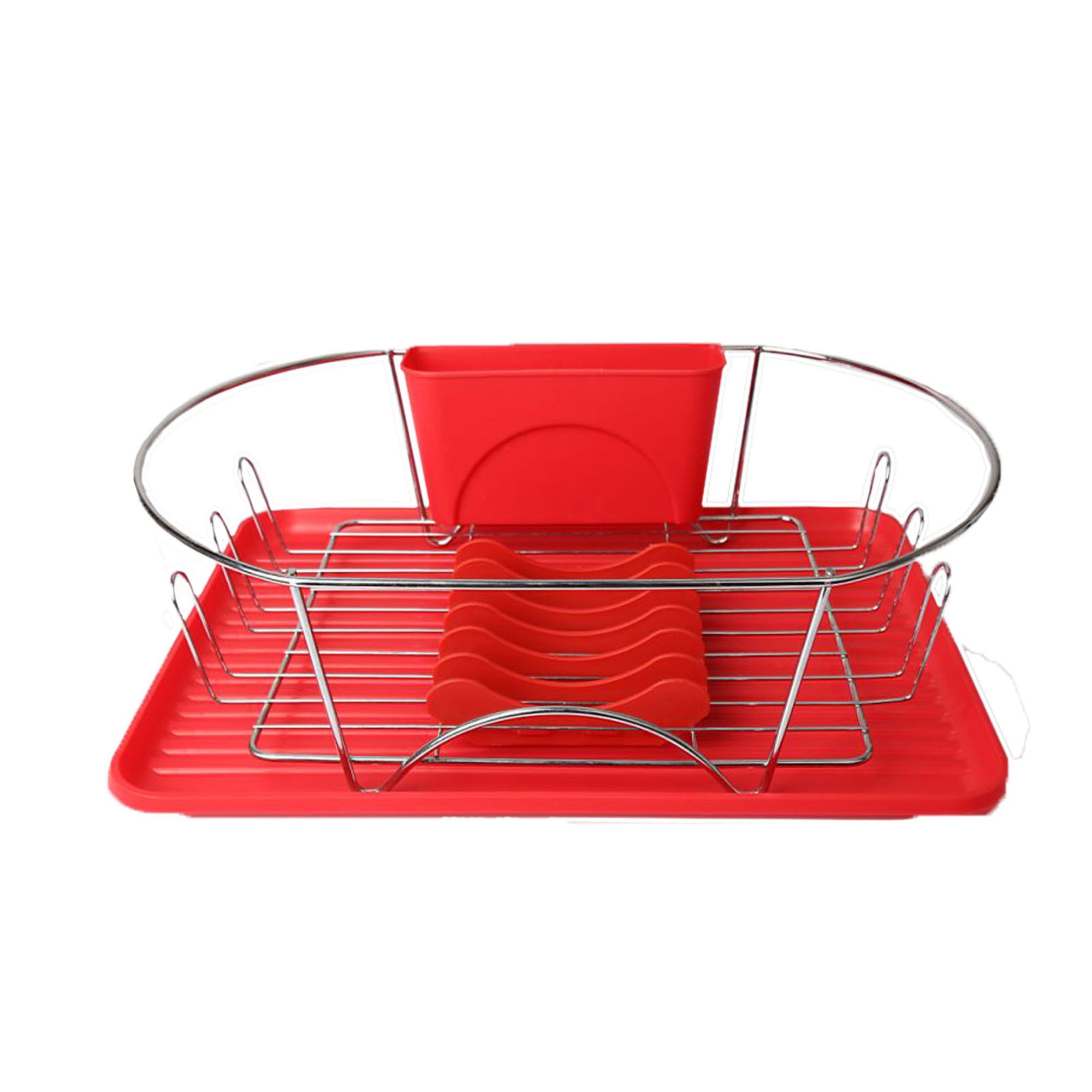 MegaChef 17&quot; Dish Rack - Red and Silver
