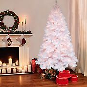 Puleo International 7.5' Pre-Lit Noble Fir White Christmas Tree