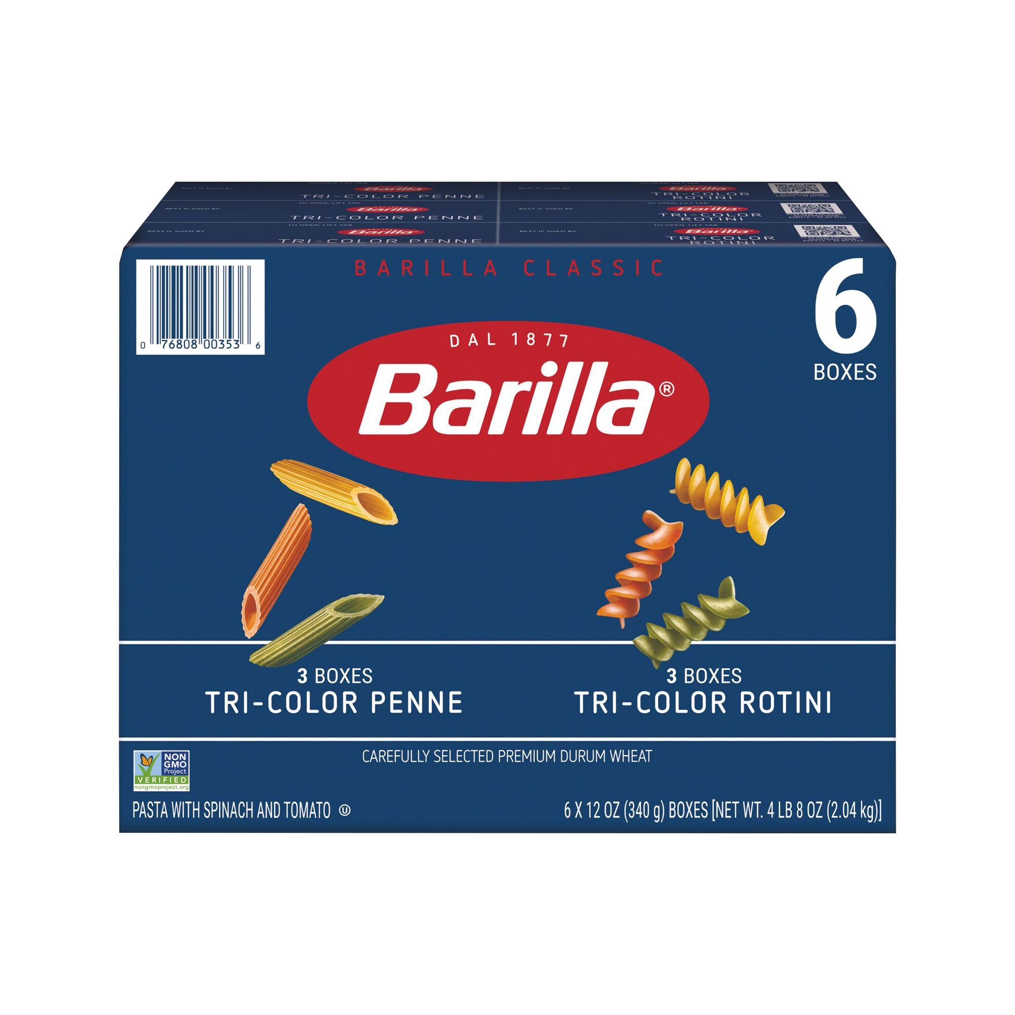 Barilla Tri-Color Rotini and Penne, 6 pk./12 oz.
