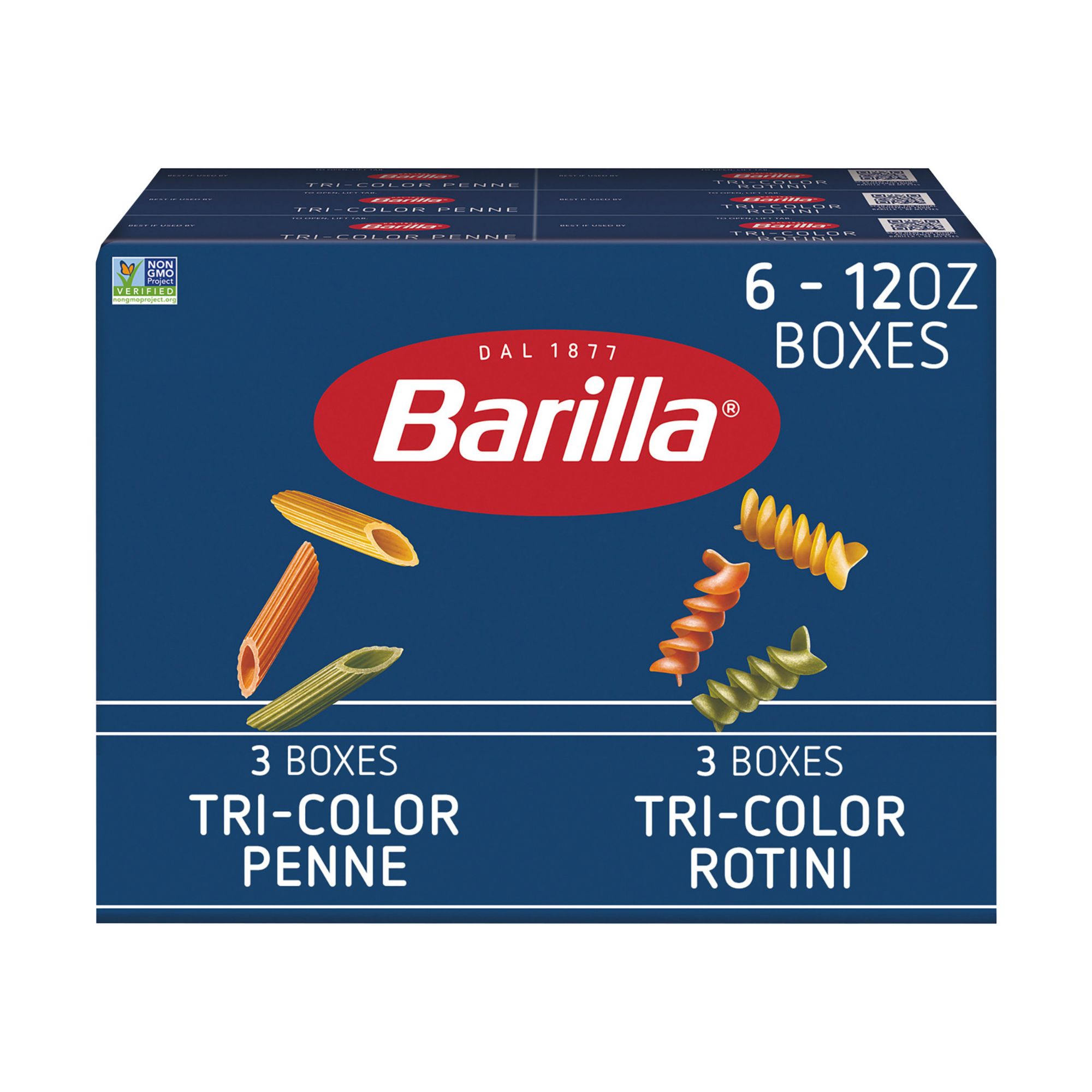 Barilla Tri-Color Rotini and Penne, 6 pk./12 oz.