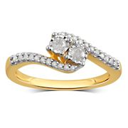 .25 ct. t.w. Diamond Bypass Ring in Yellow-Plated Sterling Silver
