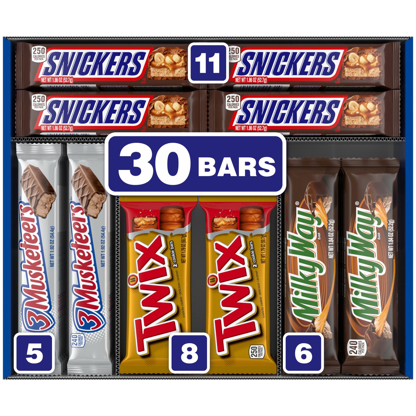 M&M's, Snickers, Skittles And More Chocolate Candy Bars Bulk Full Size  Fundraiser Candy, 30 ct.