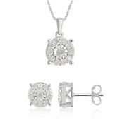 1.00 ct. t.w. Diamond Earring and Pendant Set in Sterling Silver
