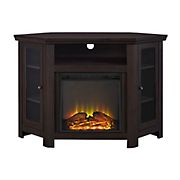 W. Trends 48&quot; Transitional Corner Fireplace TV Stand for Most TV's up to 55&quot; - Espresso