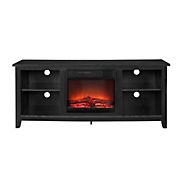 W. Trends 58&quot; Rustic Fireplace TV Stand for Most TV's up to 65&quot; - Black
