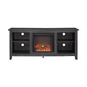 W. Trends 58&quot; Rustic Fireplace TV Stand for Most TV's up to 65&quot; - Charcoal
