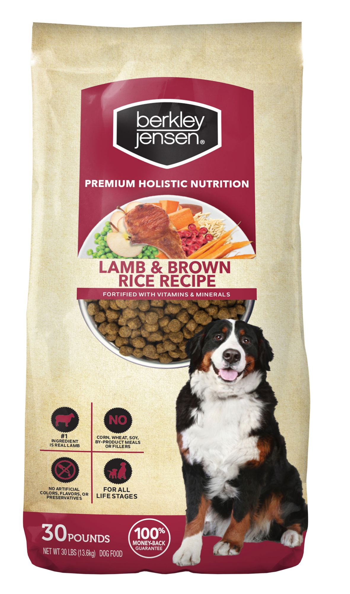 Berkley Jensen Premium Holistic Nutrition Lamb and Brown Rice Dry Dog Food, 30 lbs.