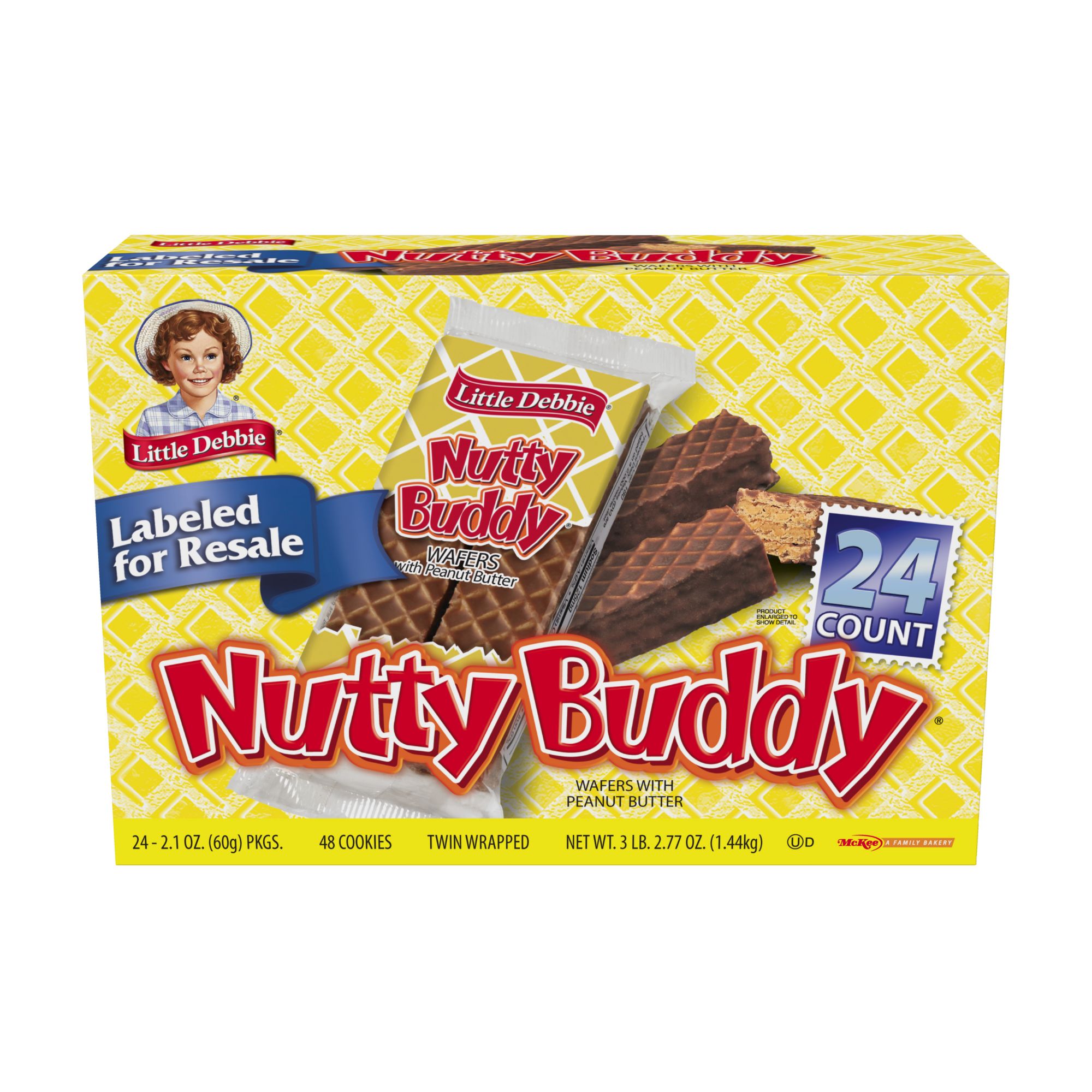 Little Debbie Twin Wrapped Nutty Buddy Wafers with Peanut Butter, 24 ct.