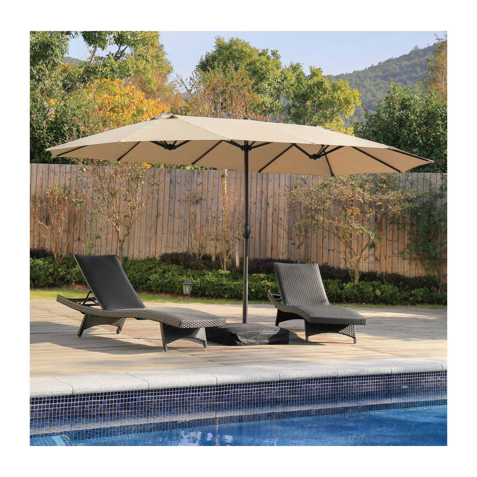 Berkley Jensen 15 Twin Umbrella With Base Bjs Wholesale Club