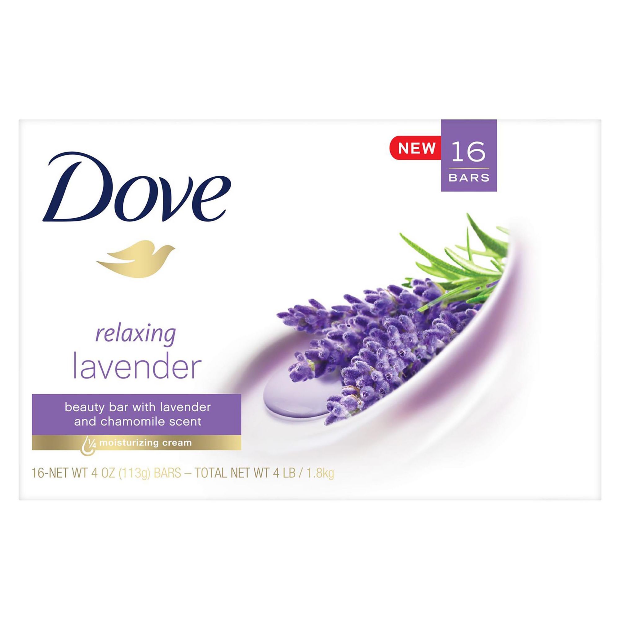 Dove Purely Pampering Relaxing Lavender Beauty Bar Soap 16 Pk 4