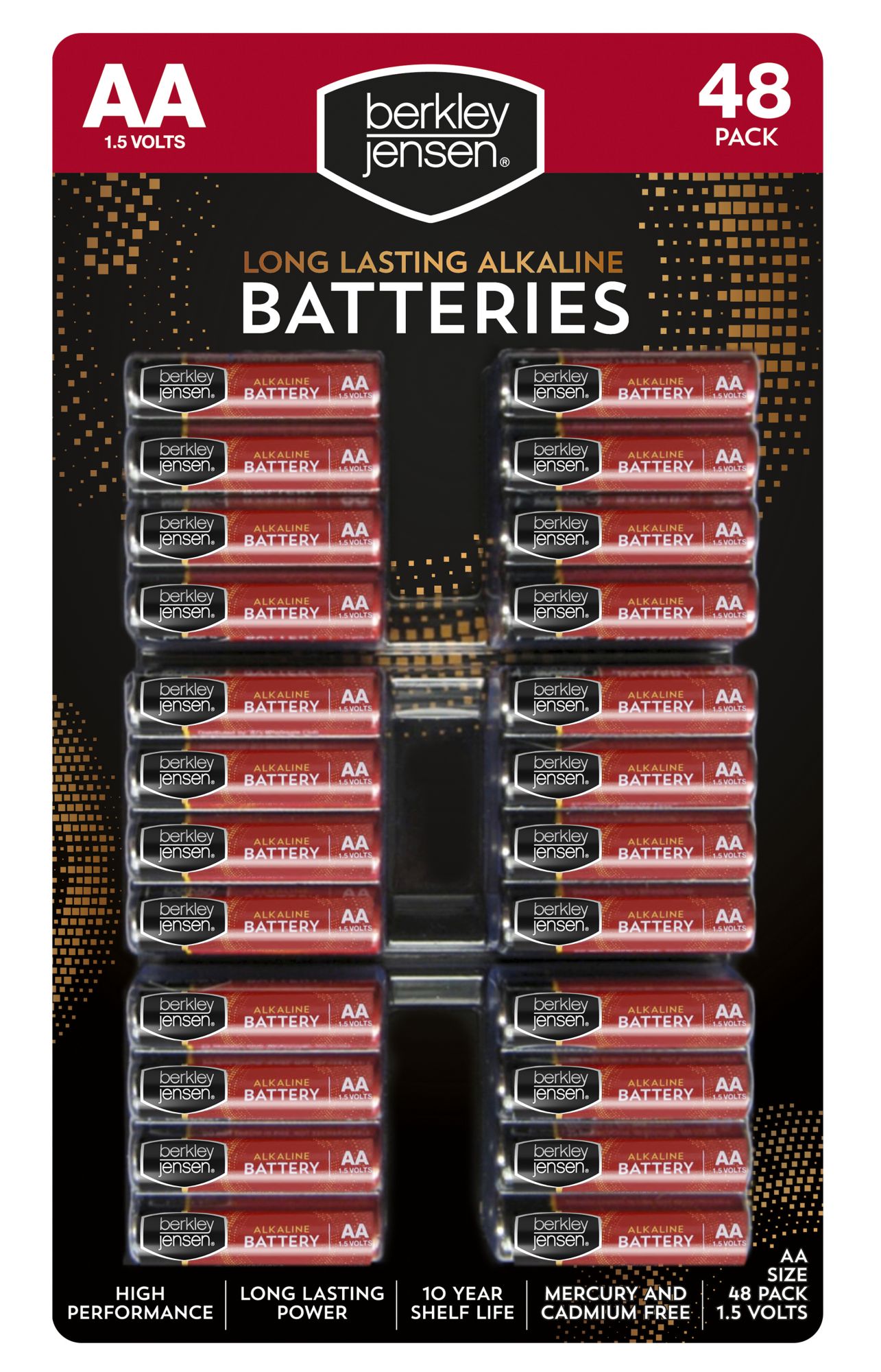 Berkley Jensen AA Alkaline Batteries, 48 ct.