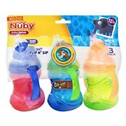 Nuby Flip N' Sip Cups with Weighted Straws, 3 ct.