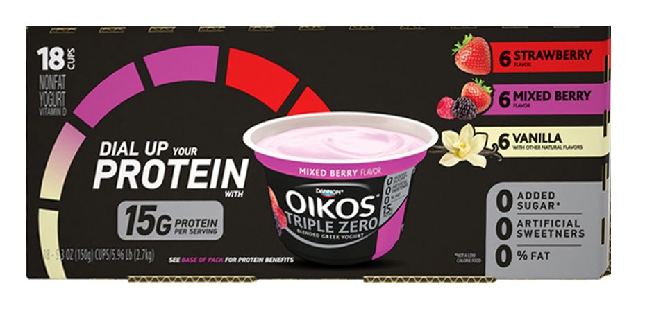 Dannon Oikos Triple Zero Variety Yogurt, 18 ct./5.3 oz.