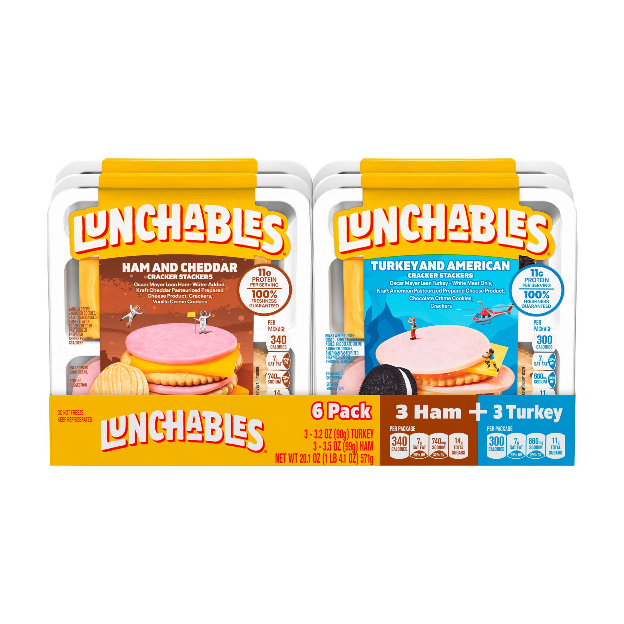 Lunchables Lunch Combinations, Cracker Stackers, Ham + American, with Fruit, Shop