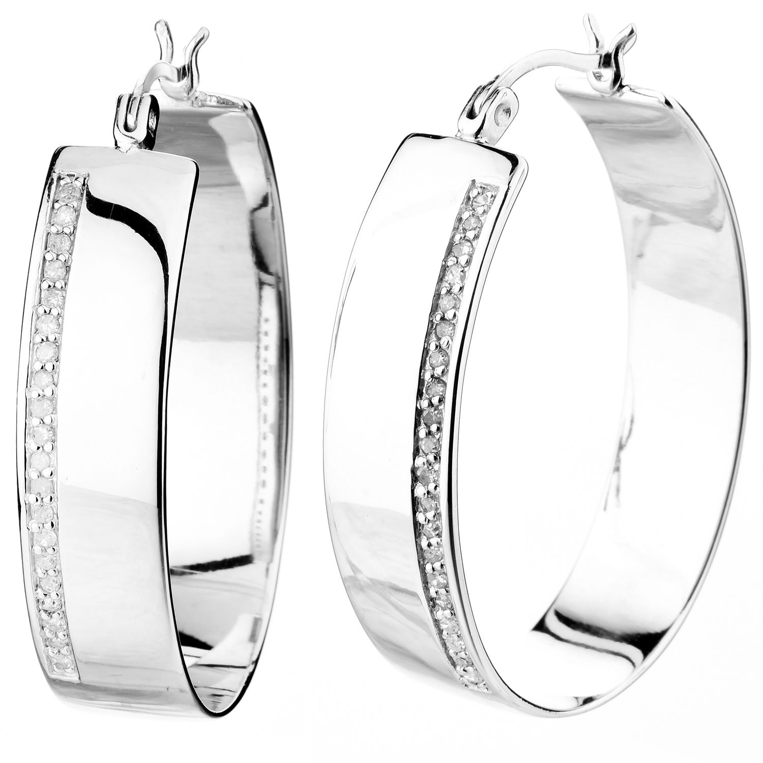 .25 ct. t.w. Diamond Hoop Earrings in Sterling Silver