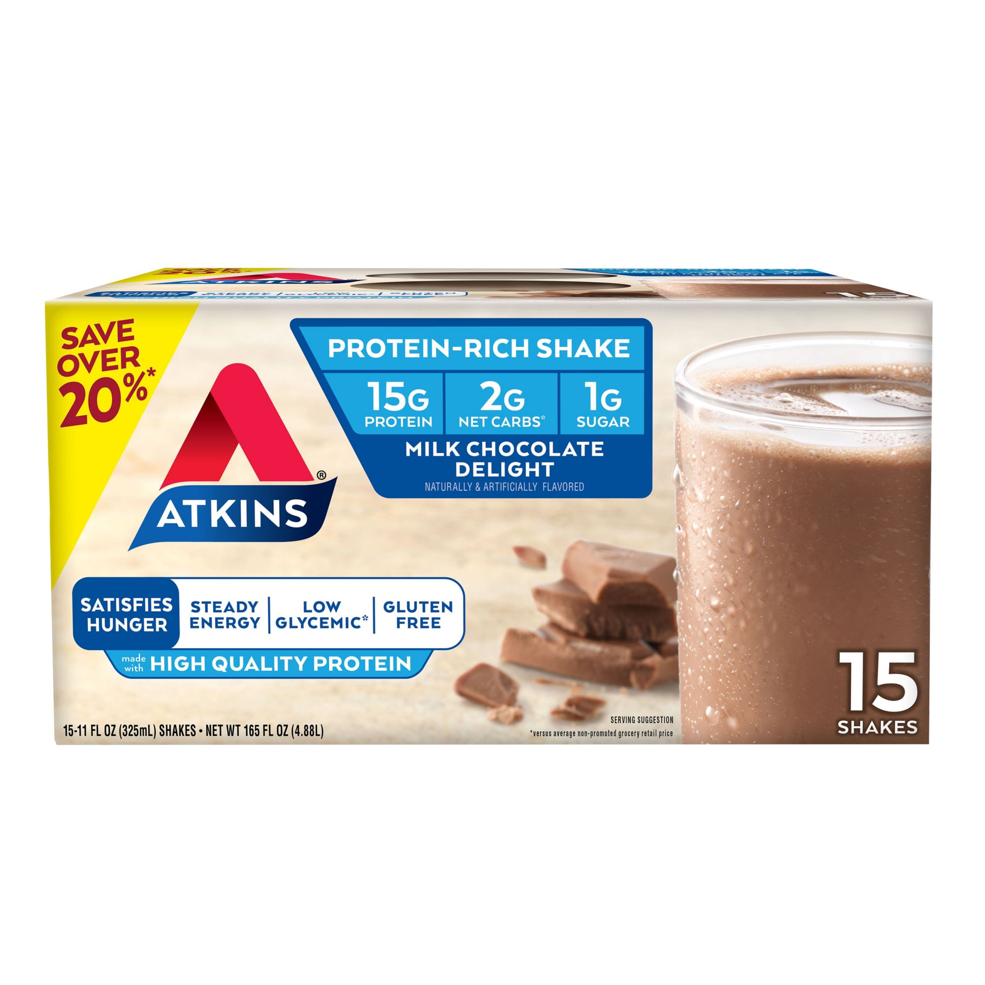 Atkins Milk Chocolate Protein Rich Shake, 15 ct./11 oz.