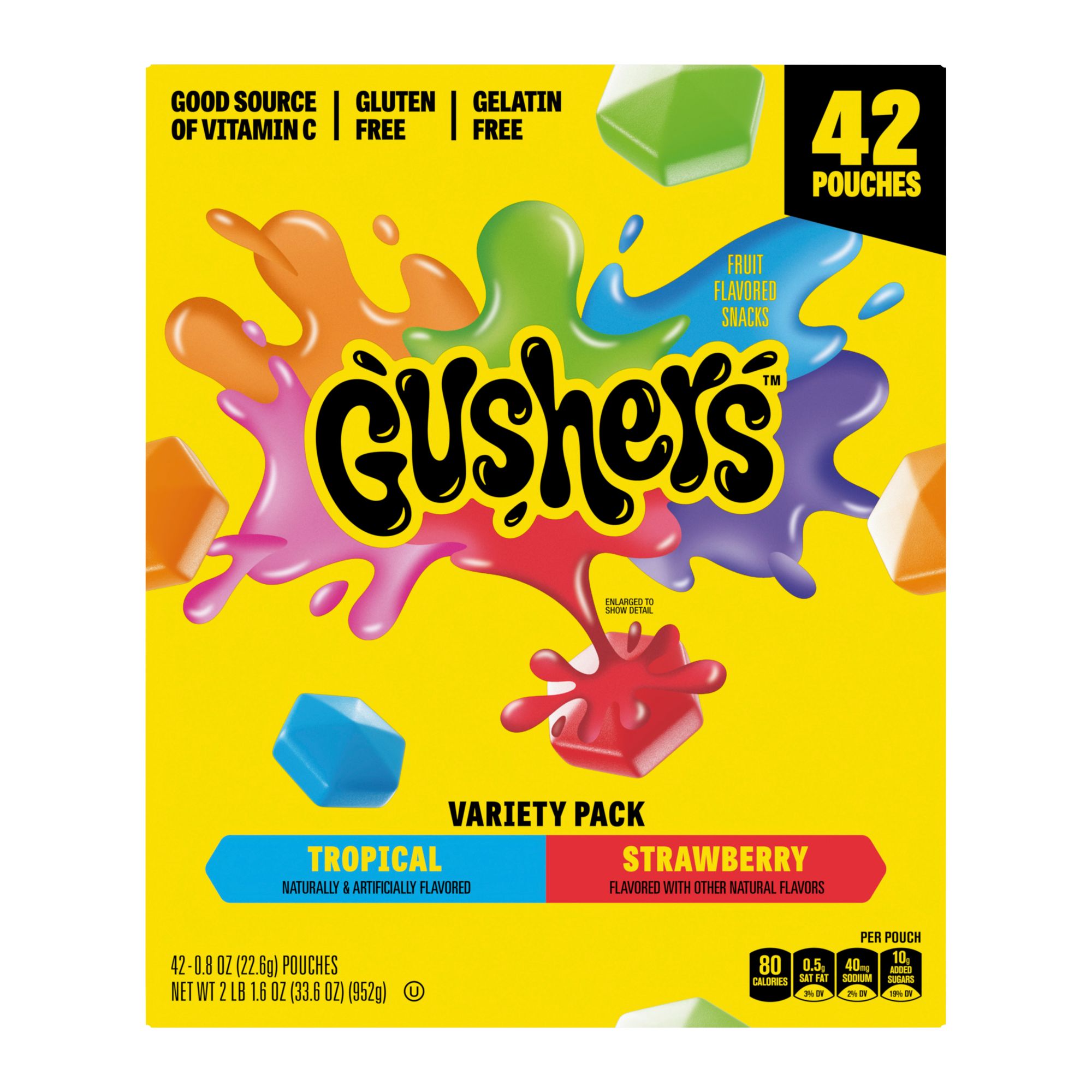 Fruit Roll Ups Fruit by the Foot Gushers Snacks Variety Pack, 8 ct