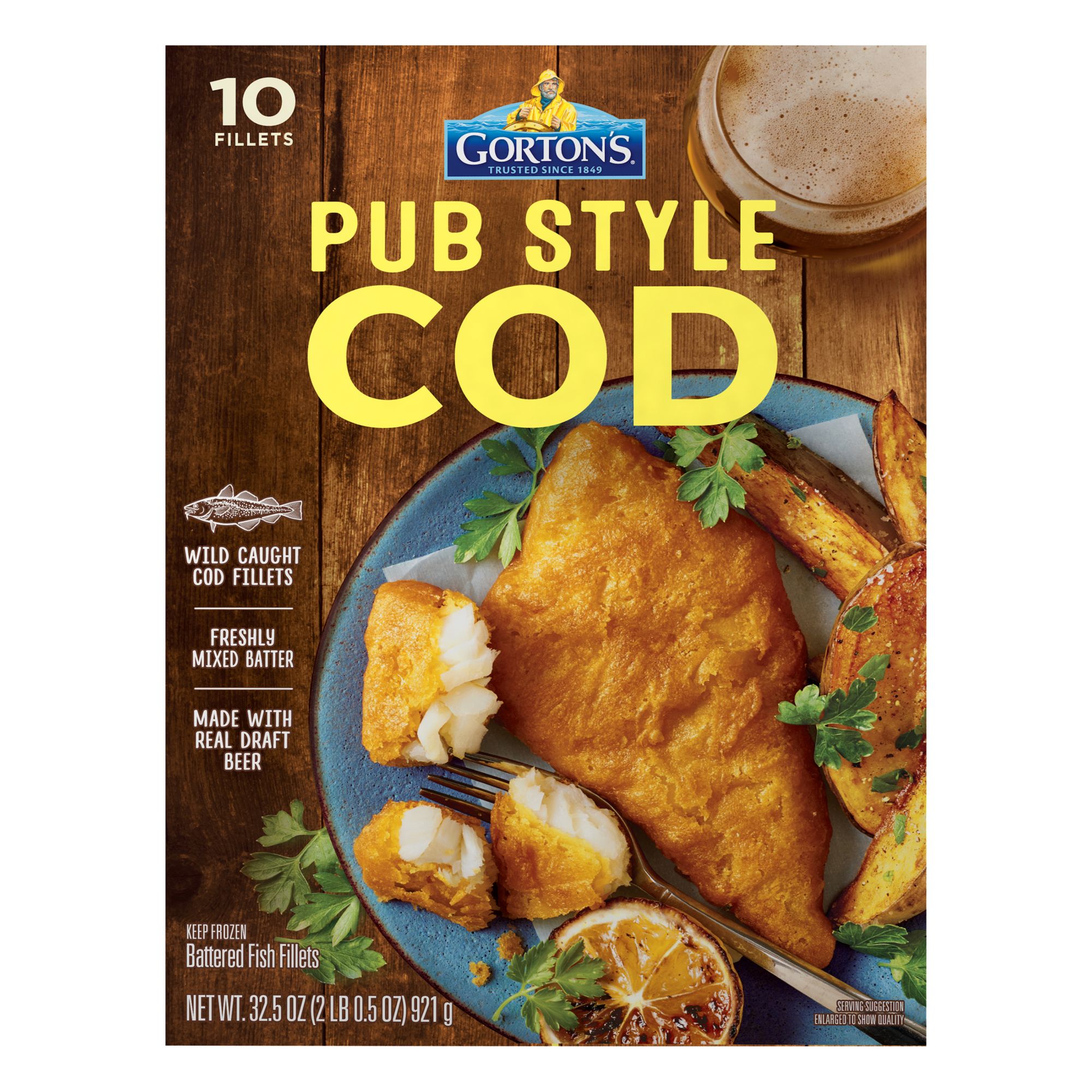 Gorton's Pub Style Wild Caught Cod 100% Whole Fish Fillets, 10 ct.