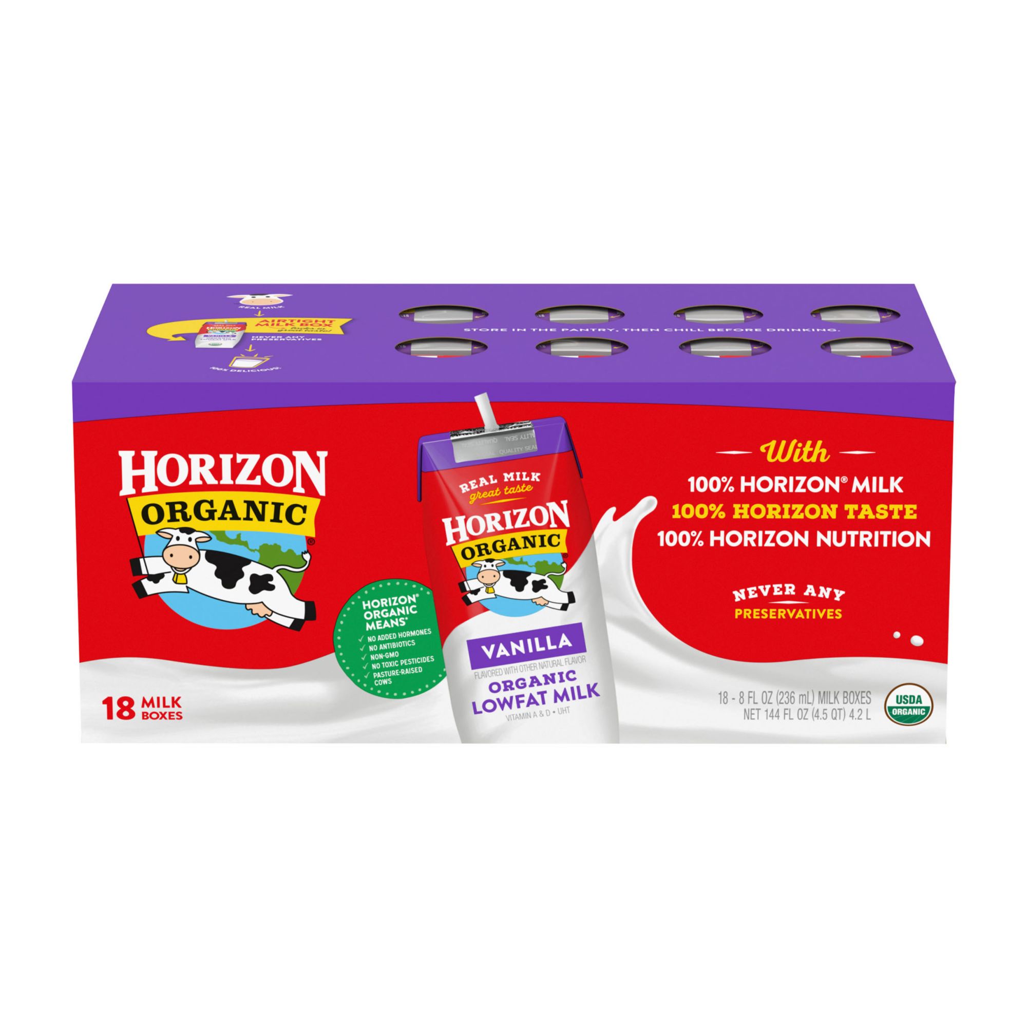 Horizon Organic Vanilla Low-Fat Milk, 18 pk./8 oz.