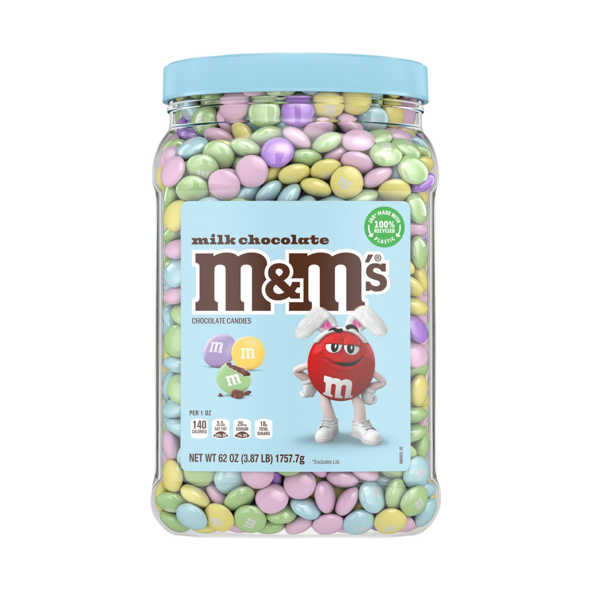 M&M's Milk Chocolate Pastel Easter Candy Bulk Jar, 62 oz.