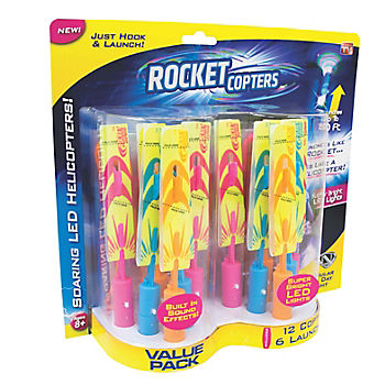 Rocket Copters New Factory Sealed 6 Copters and 3 Launchers 