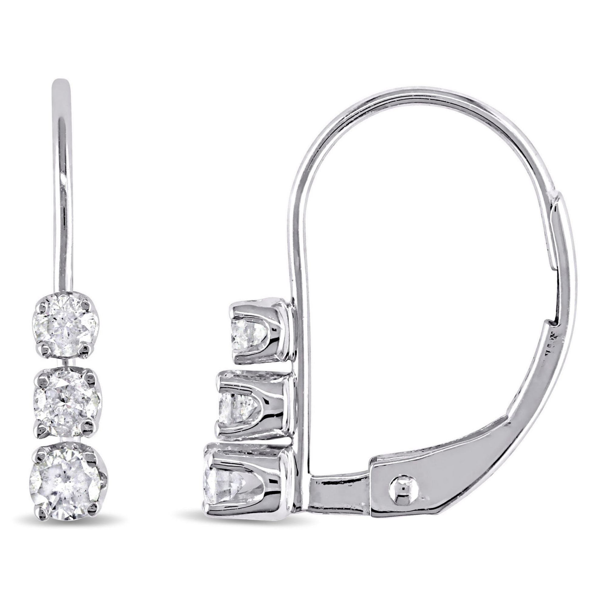 .25 ct. t.w. 3-Stone Diamond Earrings in 14k White Gold