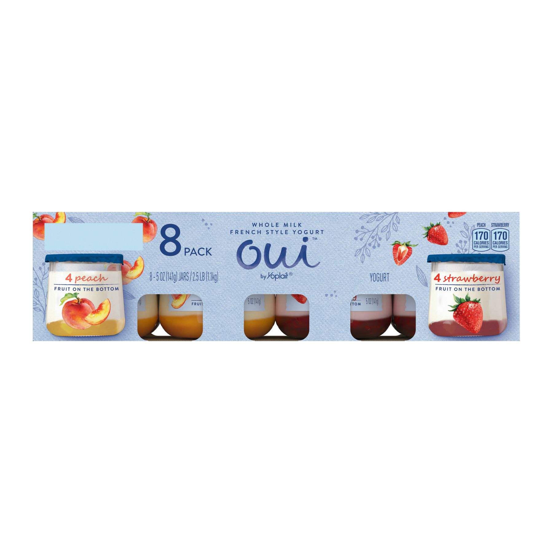 Oui by Yoplait Strawberry and Peach Yogurt, 8 pk./5 oz.