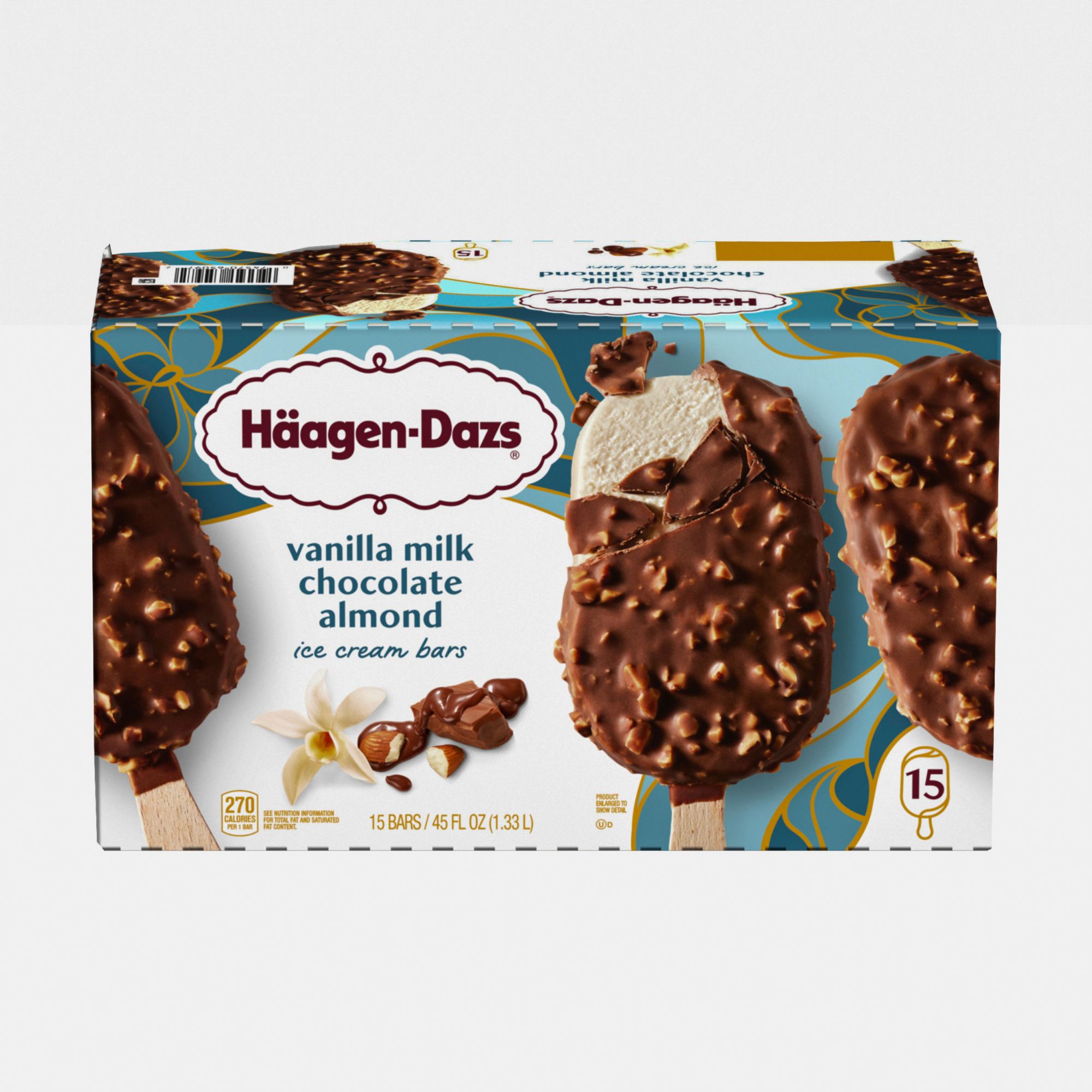 Haagen-Dazs Vanilla Milk Chocolate Almond Ice Cream Bars, 15 pk. - BJs