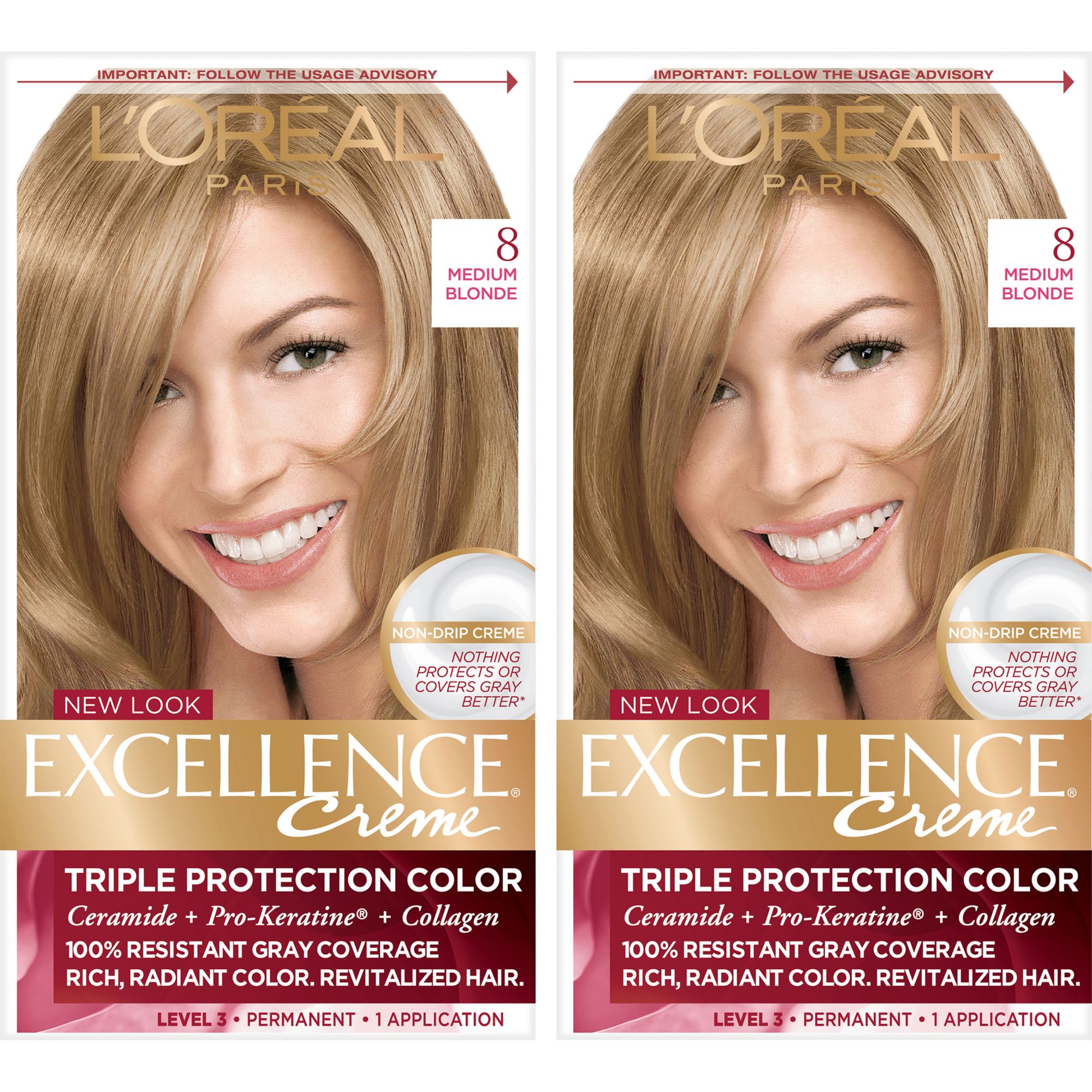 L Oreal Paris Excellence Creme Hair Color Medium Blonde 8 2 Pk