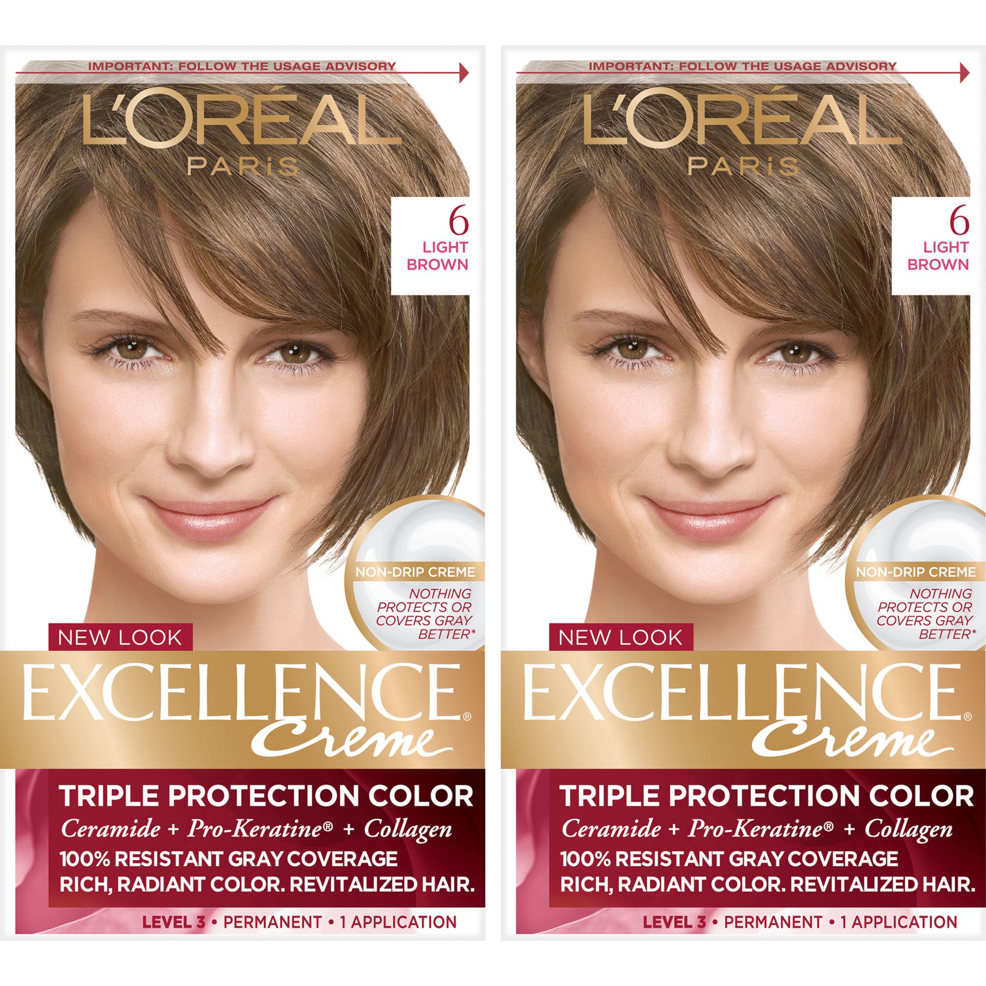 L Oreal Paris Excellence Creme Hair Color Light Brown 6 2 Pk
